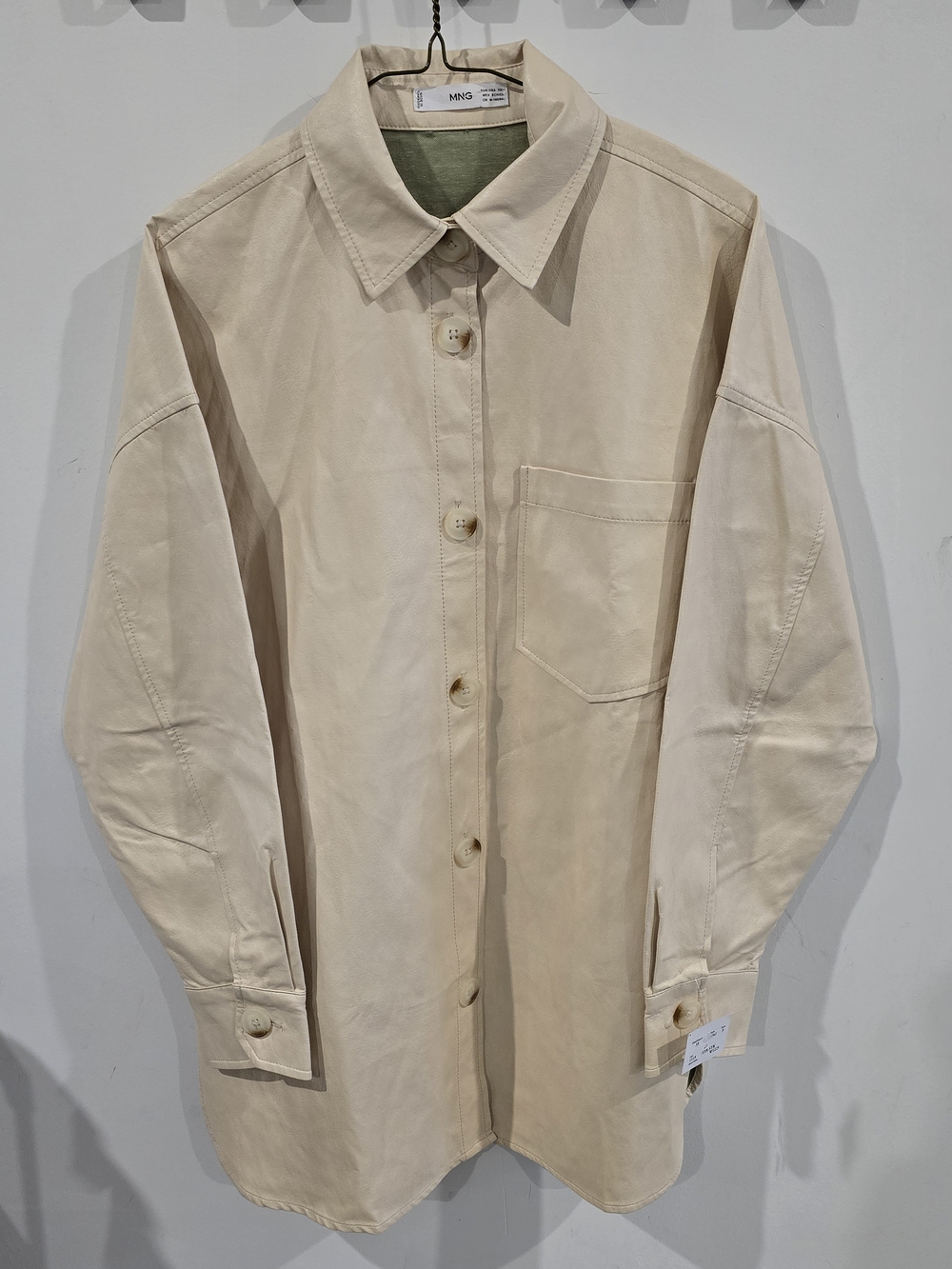 Mango Cream Lightweight Overshirt Faux Leather